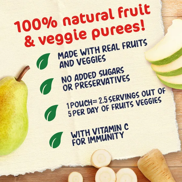 Nestle Cerelac Fruits & Vegetables Puree Pouch Broccoli Parsnip Apple & Pear From 6 Months 90 g (5)