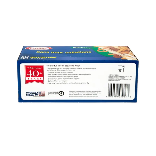 Classic Snap & Seal Snack Bag Size 16.5 x 8.25cm 50pcs (2)