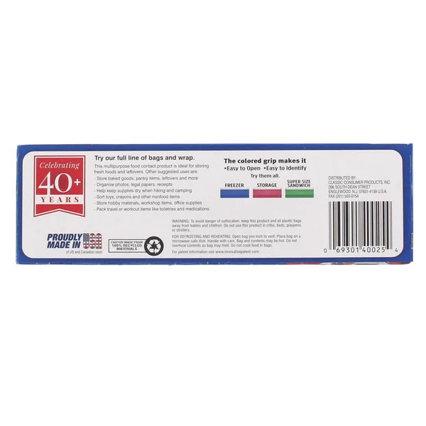 Classic Snap & Seal Food Storage & Freezer Bags 1Quart Size 17.8 x 19.6cm 25 pcs (2)