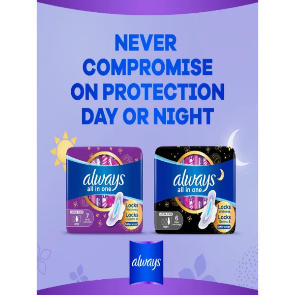 Always All in One Ultra Thin Night Sanitary Pads With Wings 6 pcs (6)