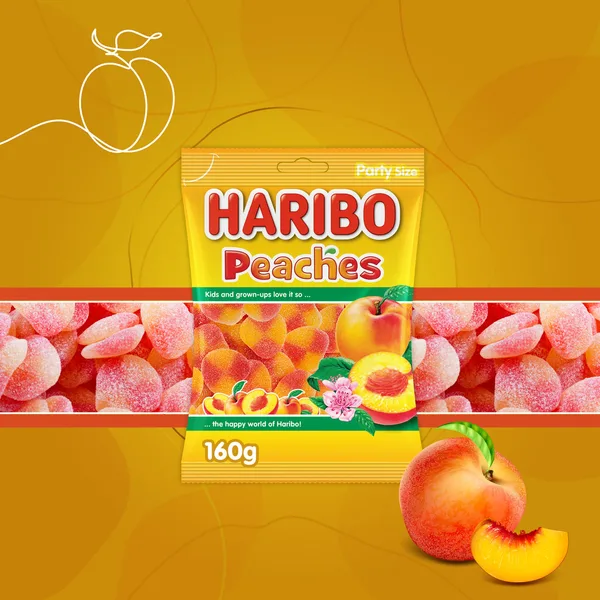 Haribo Peaches Gummy Candy 160 g (3)