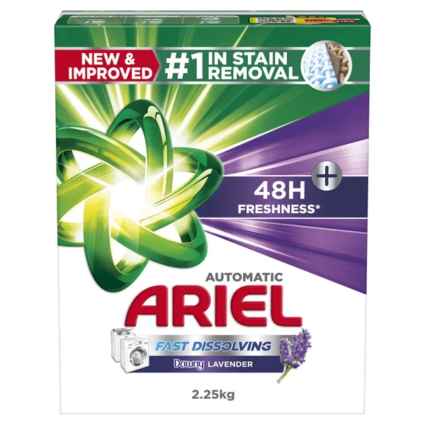Ariel Automatic Lavender Laundry Detergent Powder Number 1 in Stain Removal with 48 Hours of Freshness 2.25 kg
