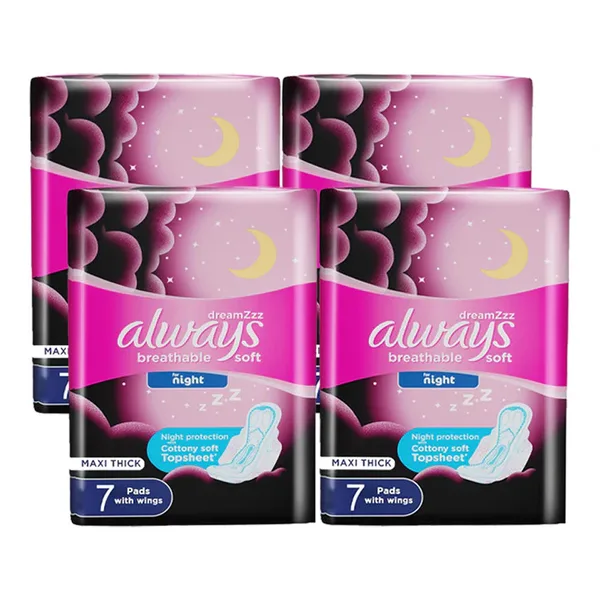 Always Breathable Soft Maxi Thick Night Sanitary Napkins 4Pcs