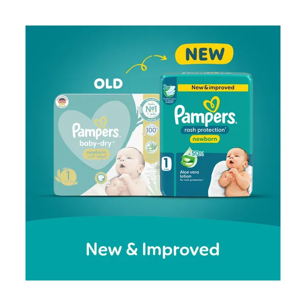 Pampers Rash Protection Taped Diapers, Size 1, 2-5kg, Jumbo Pack, 66 pcs (2)