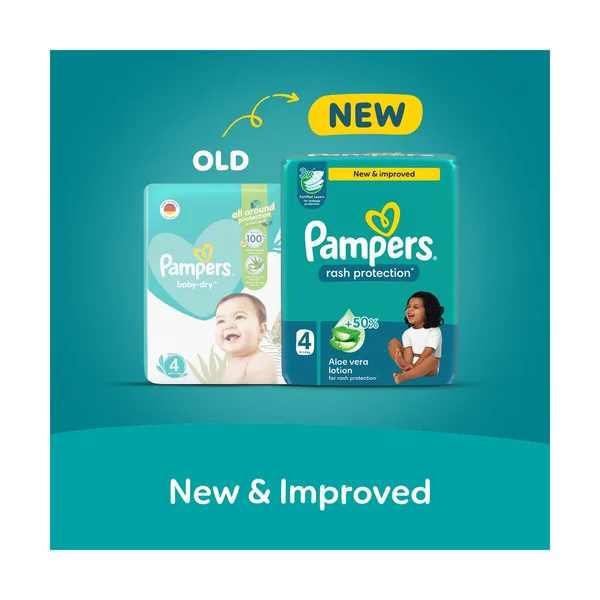 Pampers Rash Protection Taped Diapers, Size 4, 9-14kg, Mega Pack, 60 pcs (2)
