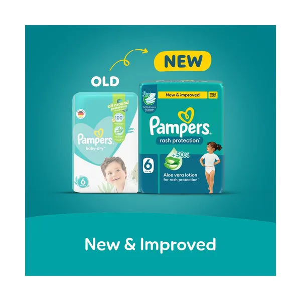 Pampers Rash Protection Taped Diapers, Size 6, 13+kg, Mega Pack, 36 pcs (2)