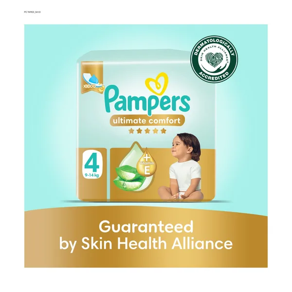 Pampers Ultimate Comfort Taped Diapers, Size 4, 9-14kg, Mega Pack, 54 pcs (6)