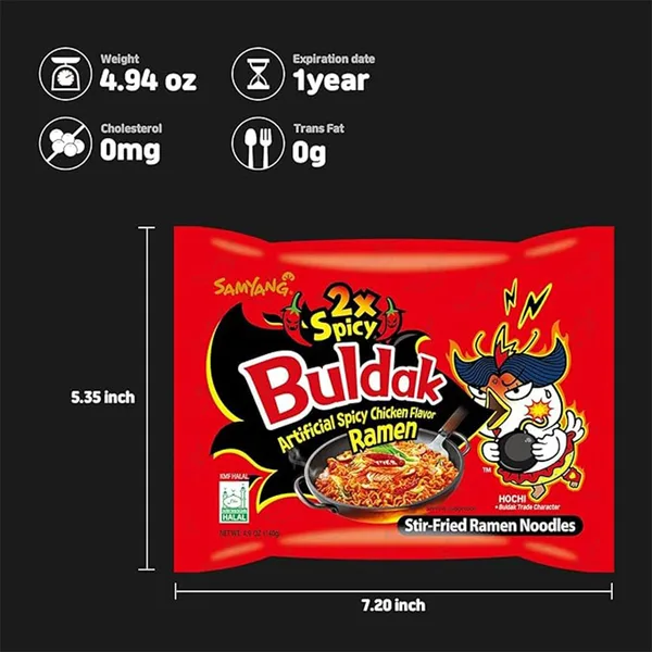 Samyang Buldak 2x Spicy Fried Instant Noodles 140 g (4)