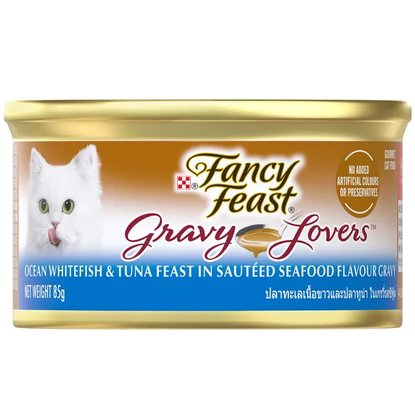 Purina Fancy Feast Gravy Lovers Ocean Whitefish & Tuna Feast In Sauteed Seafood Cat Food 85 g (8)