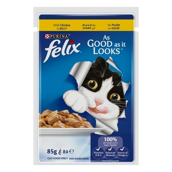 Purina Wet Cat Food Felix As Good As It Looks With Chicken in Jelly 85 g (3)