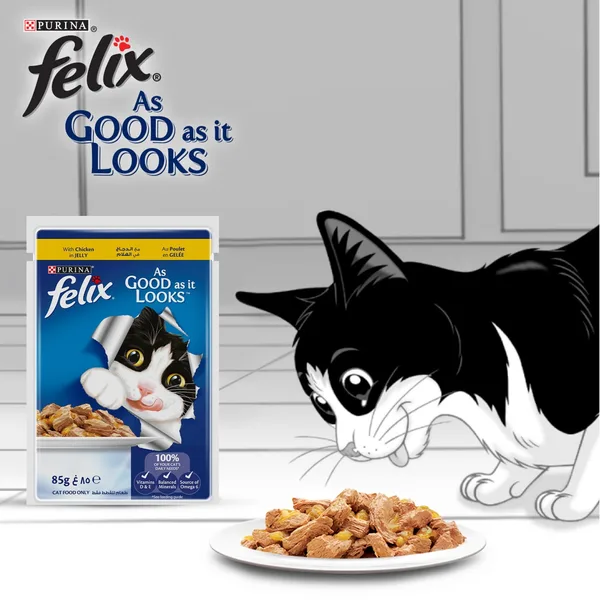 Purina Wet Cat Food Felix As Good As It Looks With Chicken in Jelly 85 g (4)