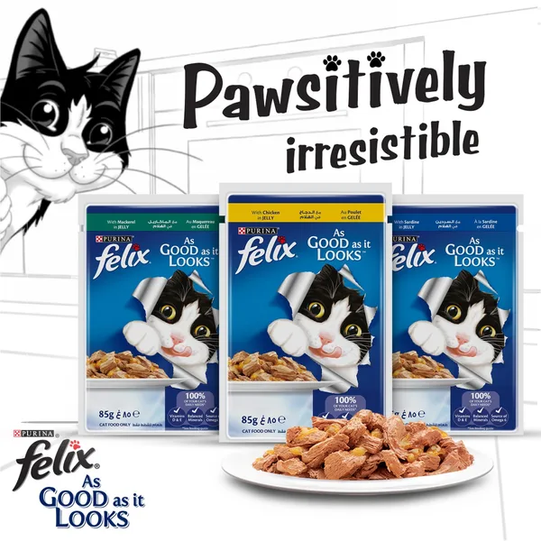 Purina Wet Cat Food Felix As Good As It Looks With Chicken in Jelly 85 g (5)