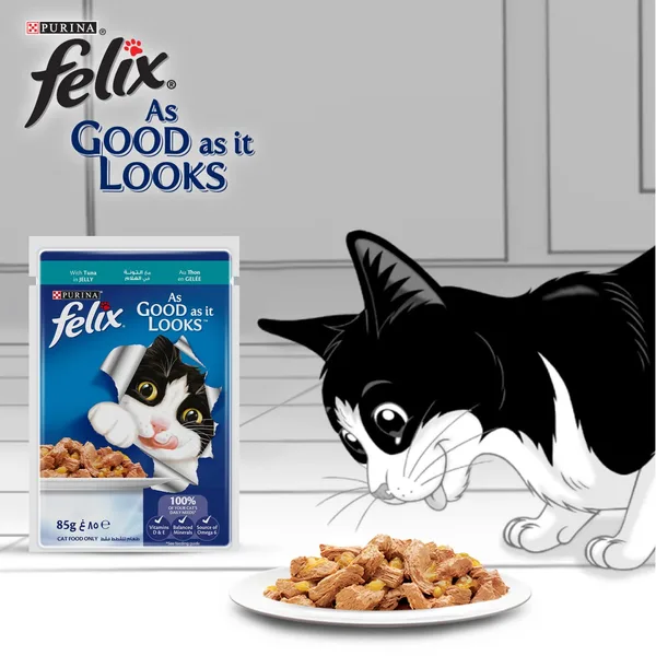 Purina Wet Cat Food Felix As Good As It Looks Tuna In Jelly 85 g (4)