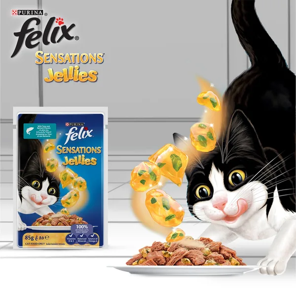 Purina Felix Sensations Jellies With Tuna And Spinach Flavors Catfood 85 g (4)