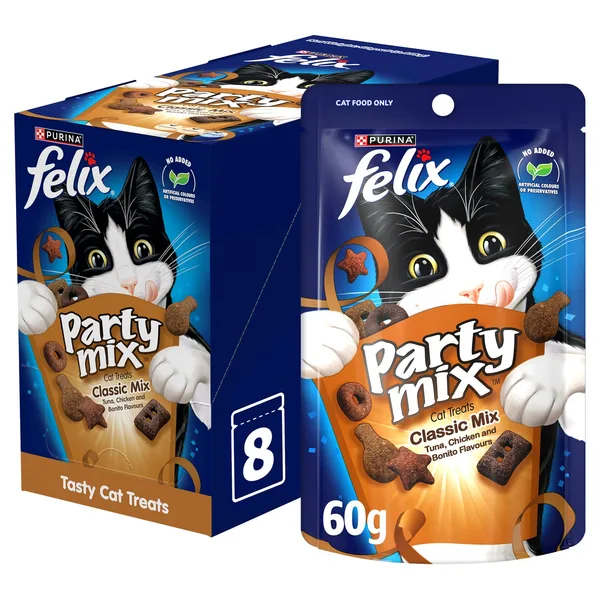 Purina Felix Party Mix Classic Mix Dry Cat Treats 60 g (4)