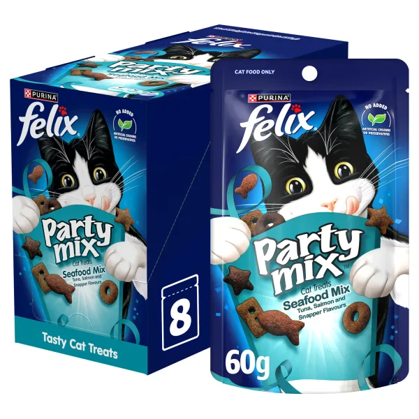 Purina Felix Party Mix Seafood Mix Dry Cat Treats 60 g (4)