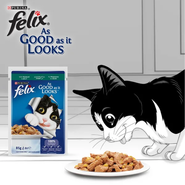 Purina Felix Adult Cat With Mackerel In Jelly 85 g (4)