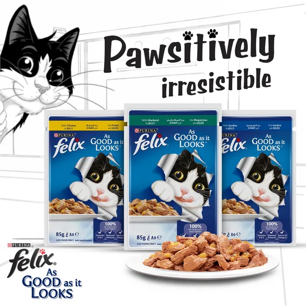 Purina Felix Adult Cat With Mackerel In Jelly 85 g (5)