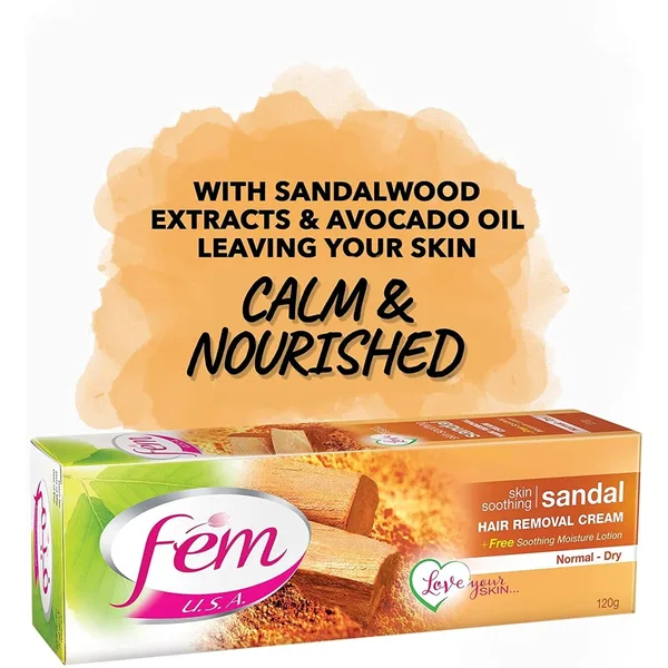 Fem USA Hair Removal Cream with Sandal For Softening Skin 120 g (4)
