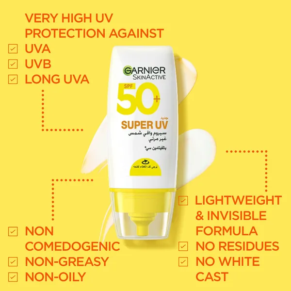 Garnier SkinActive Super UV Invisible Serum Sunscreen Vitamin C SPF50+ 30 ml (4)