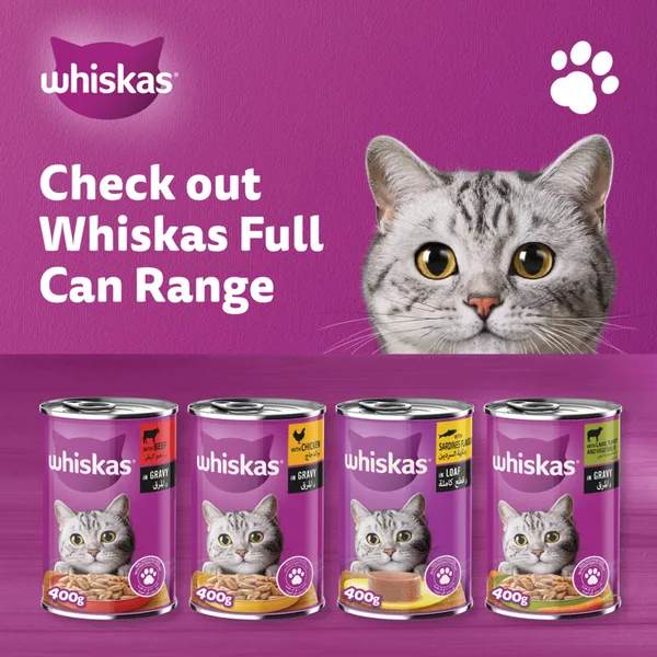 Whiskas Beef in Gravy Can Cat Food for Adult Cat 1+ Years 400 g (6)